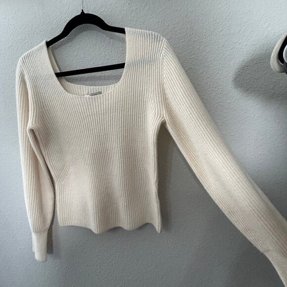 NEW Madewell SoftWool Square-Neck Pullover Sweater Medium Cashmere Blend Cream - Picture 8 of 10
